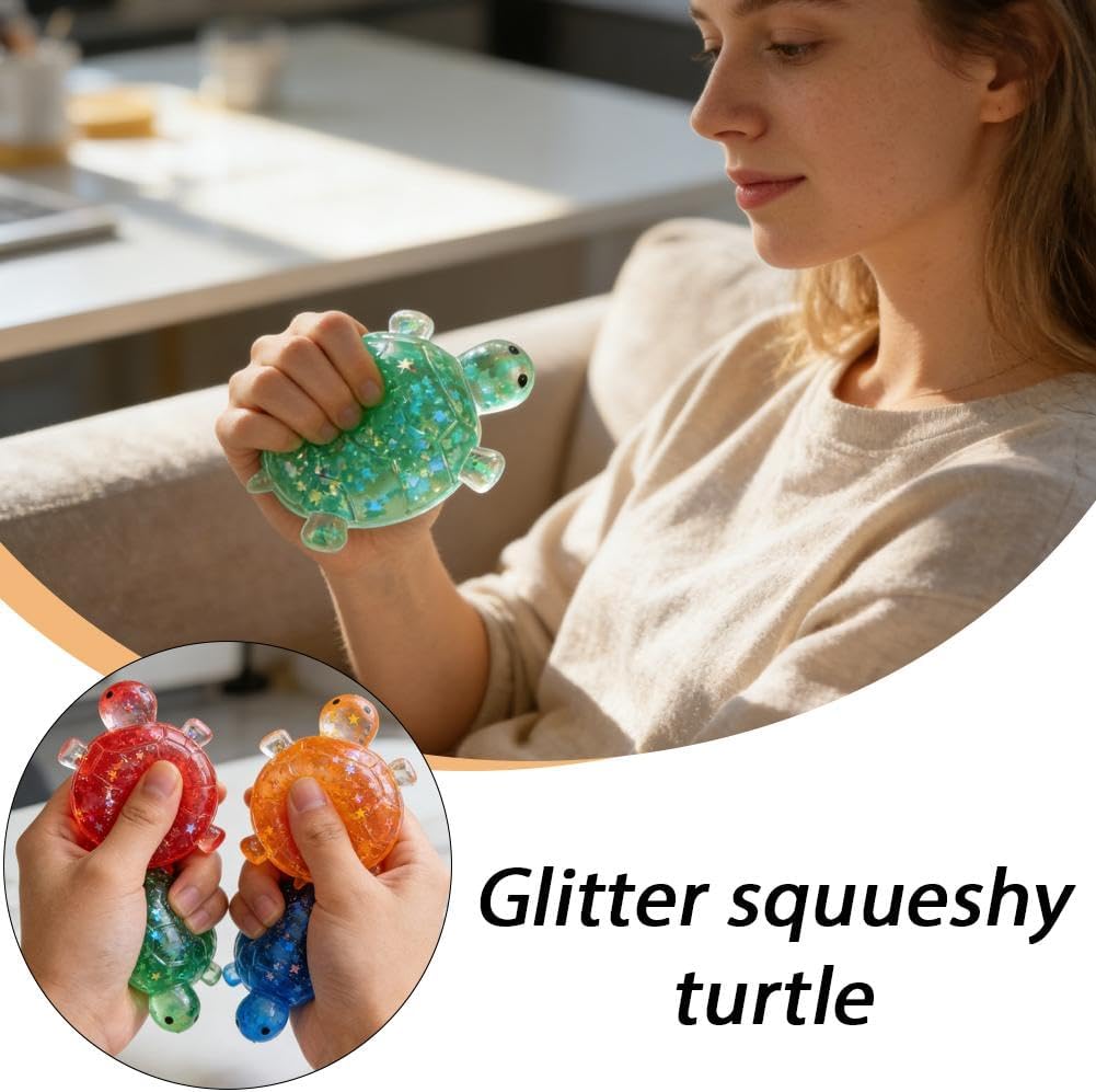Turtle Stress Balls for Adults, Mini Turtle Stretchy Fidget Stress Toy Fake Sea Animal Squishies Balls for Easter Basket Stuffer Easter Egg Filler, Slow Rise Sensory Party Gift ADHD Autism Anxiety