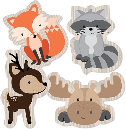 Big Dot of Happiness Woodland Creatures - Decoraciones en forma de animales, para baby shower o fiesta de cumpleaños, 20 unidades