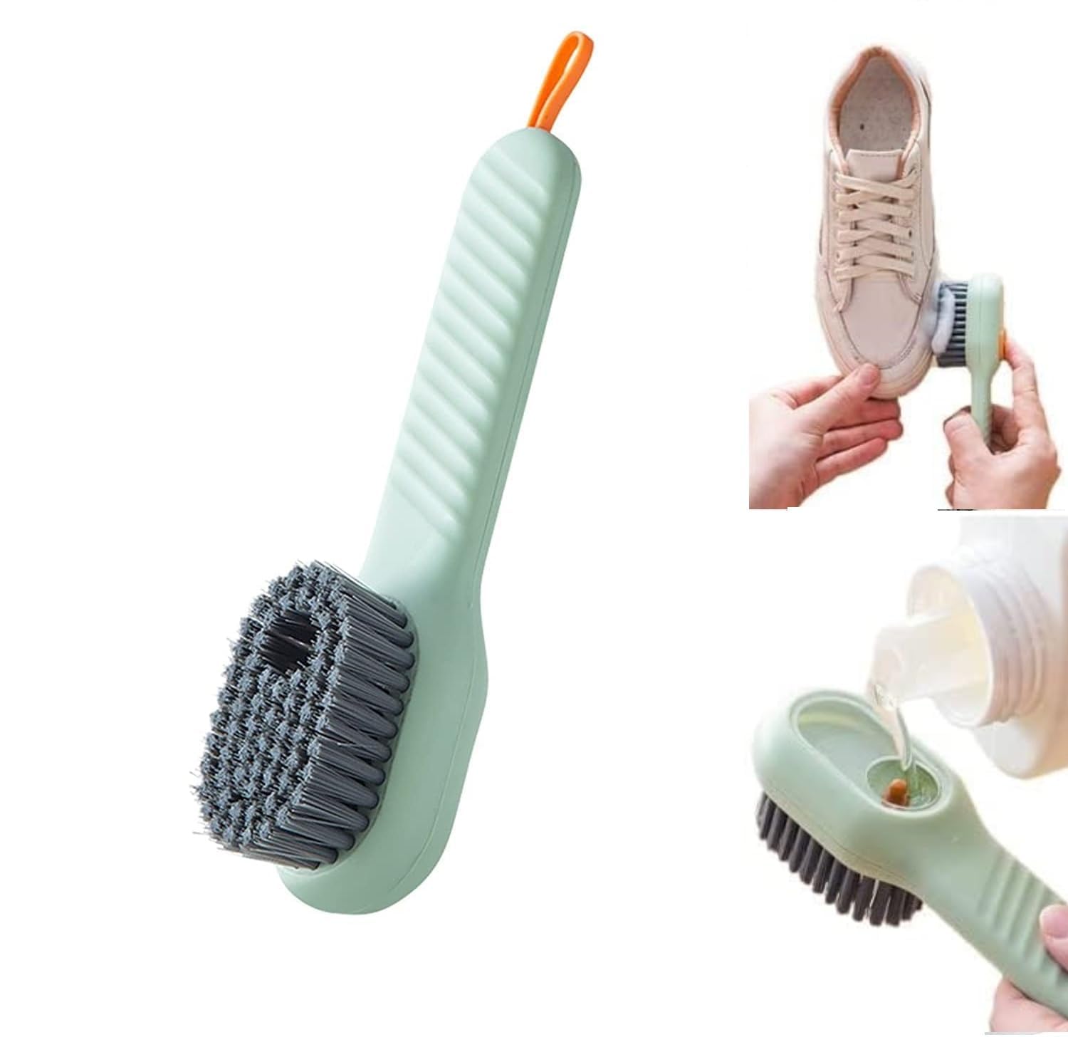 Soap Dispensing Cleaning Brush with Handle Scrubbing Reusable Washing Shoe Brush for Shoes Clothes Cleaning (Standard, Shoe Cleaning Brush) (B0CS6SS3HG) Amazon Price History, Amazon Price Tracker