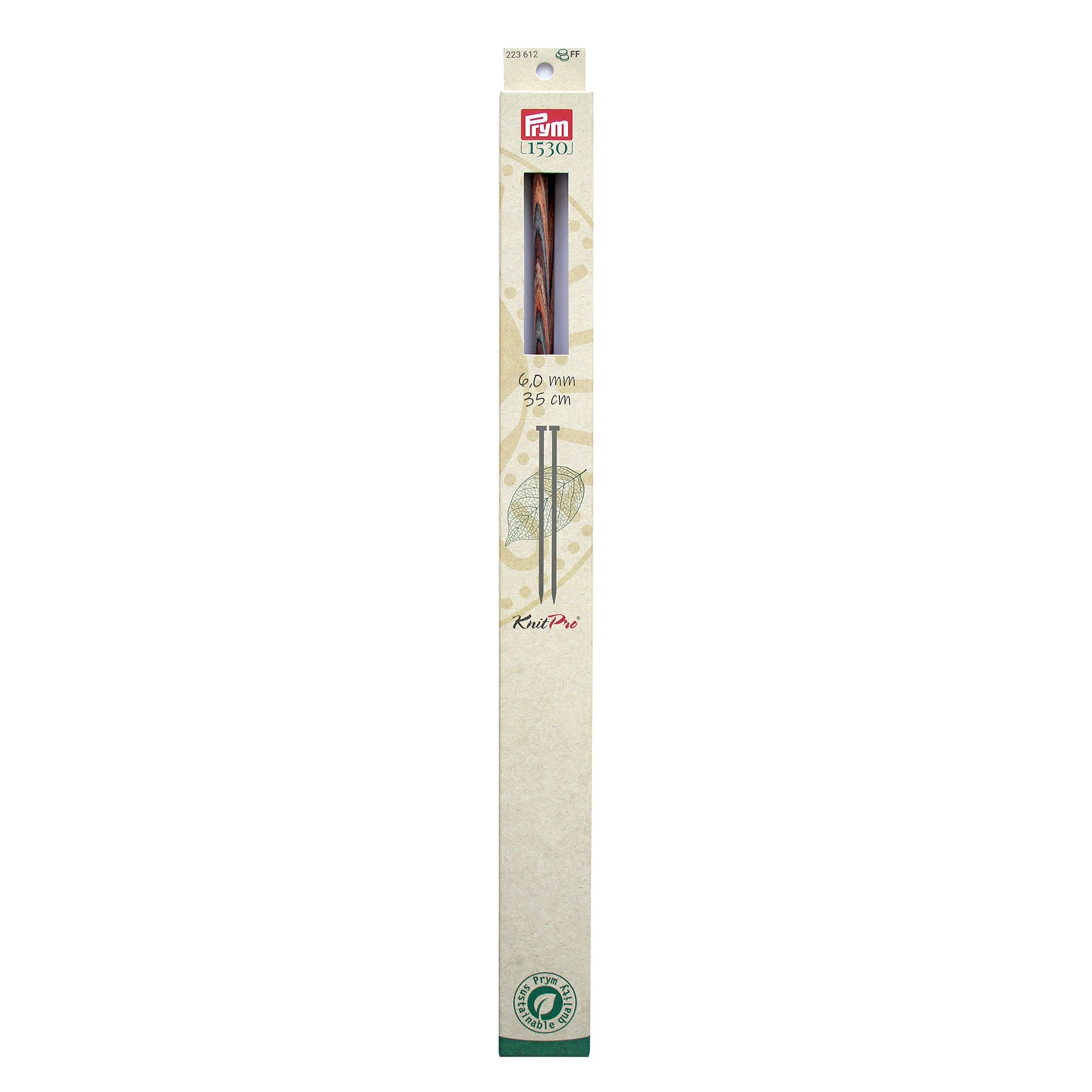 Prym 35 cm x 6 mm Single Pointed Knitting Pins with Knob, Natural