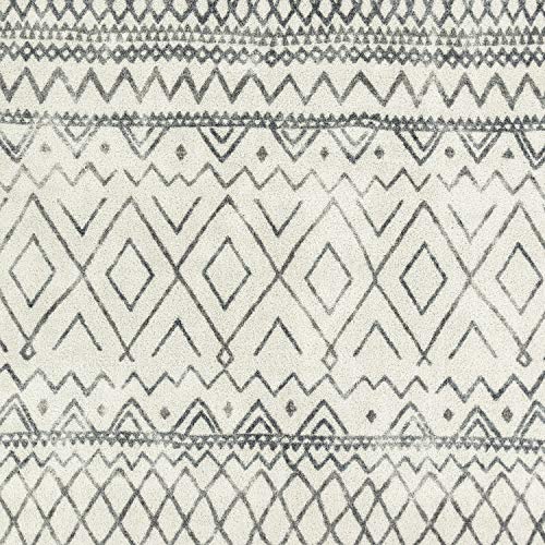 Maples Rugs Abstract Diamond Modern Distressed Non Slip Runner Rug For Hallway Entry Way Floor Carpet [Made in USA], 2 x 6, Neutral