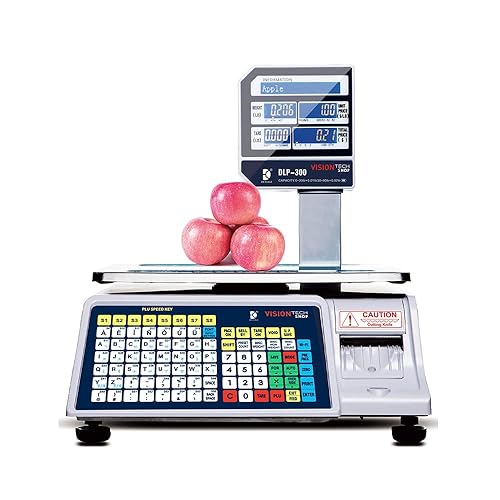 VisionTechShop Pantalla de poste de báscula de impresión de etiquetas DLP-300 capacidad de 3060 libras 001002 libras NTEP Legal for Trade