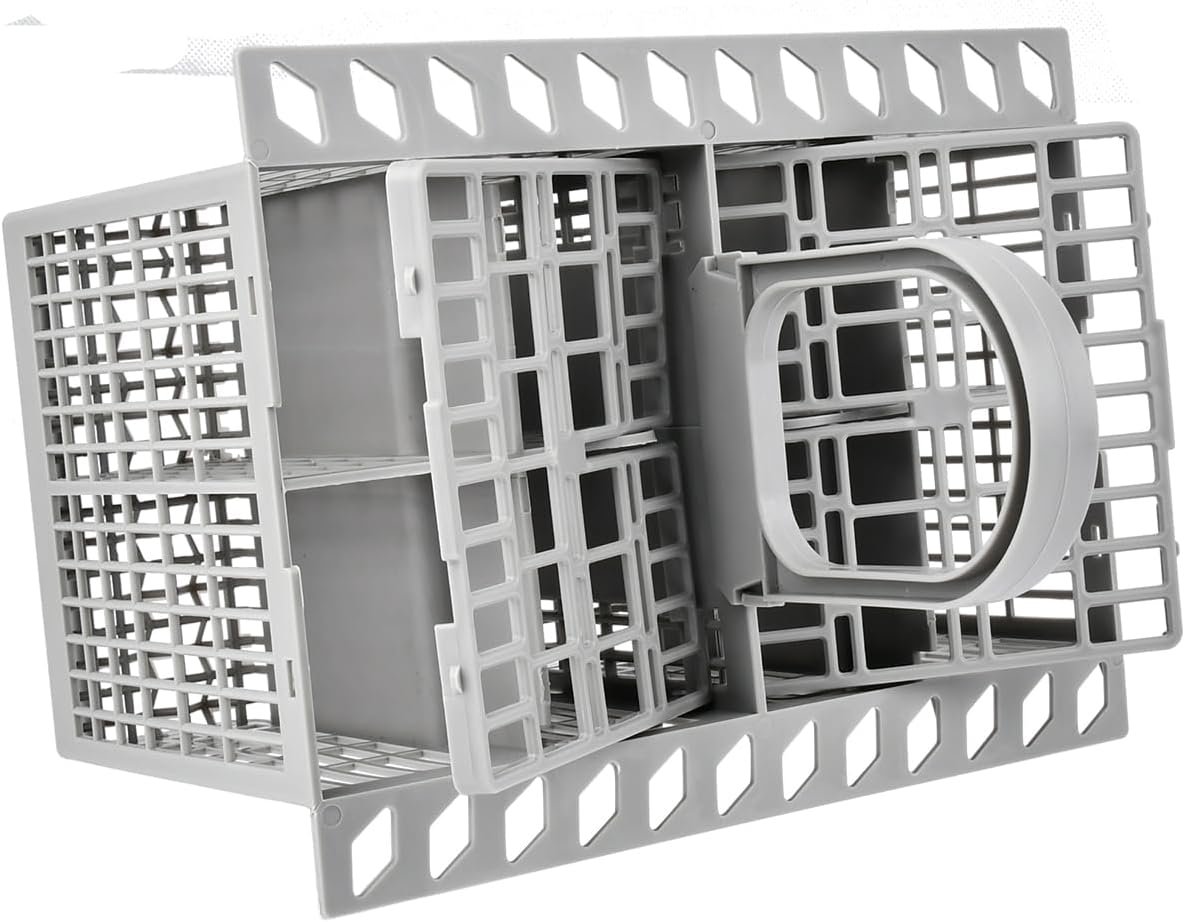 Dishwasher Cutlery Basket, Dishwasher Utensil Basket With Handle and Lid, Removable Replacement Basket, Efficient Space Saving, Dishwasher Basket, Cutlery Basket for Dishwasher Universal | Grey