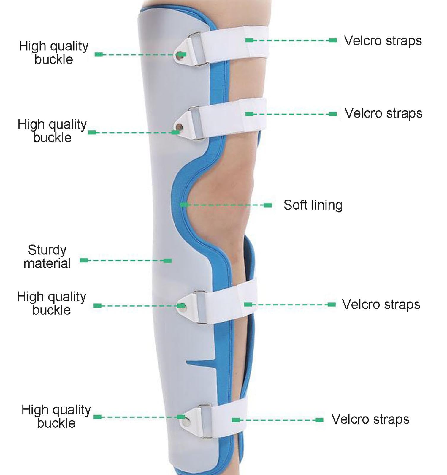 Stecca per Ginocchio Unisex, Immobilizzatore per Ginocchio con Fodera Morbida per Uomo Donna, Ginocchiera Post Operatoria Regolabile per Recupero ACL, PCL, McL, Strappo e Frattura,L(170-180cm)