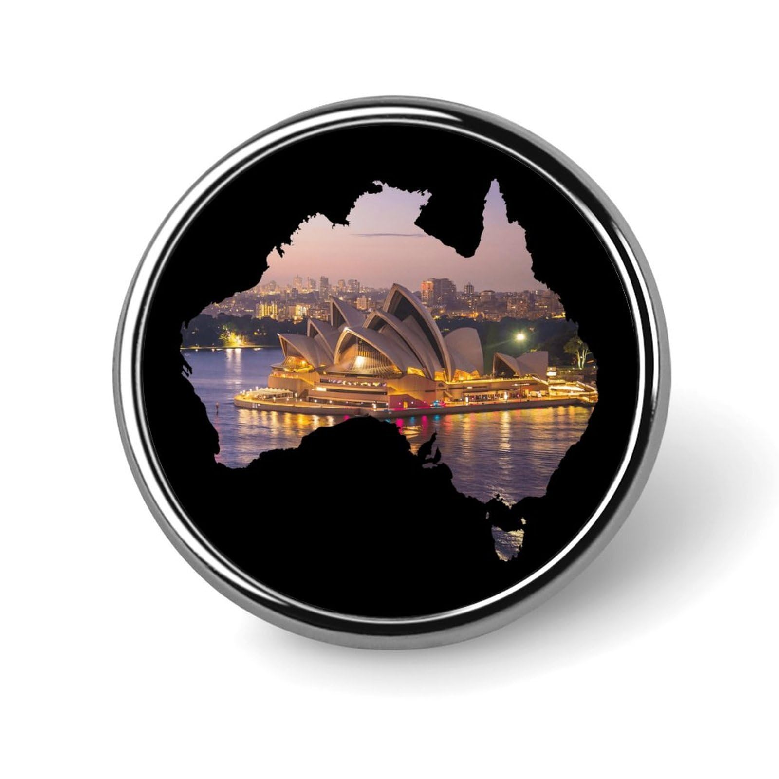 Sydney Opera House Australia Map Round Pin Brooch Enamel Lapel Badges Jewelry Decor for Backpack Hats