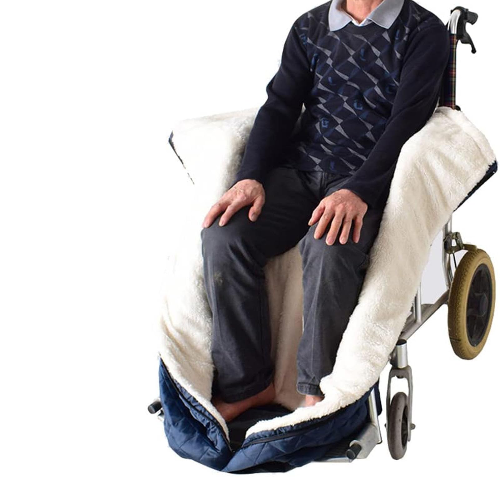 Manta para silla de ruedas para ancianos, funda cálida con forro polar para silla de ruedas, mantiene el calor para piernas y pies, funda para silla de ruedas para adultos