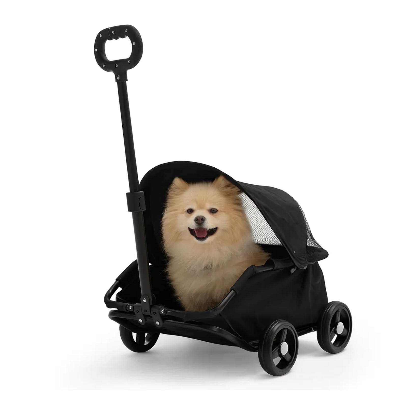 Pet Stroller for Small Dogs Cats Pet Carrier Shopping Cart Foldable Dog Trolley with 360° Swivel Handle Breathable Mesh Lightweight 4-Wheel Jogger Travel Stroller for Medium Puppies (Black, S) — image 1