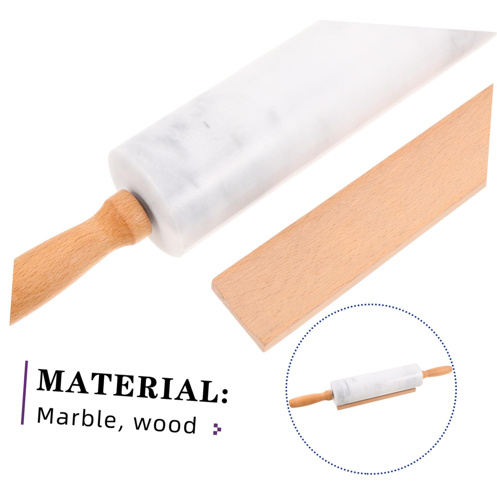 Gadpiparty 3piezas Rodillo de Mármol Pequeño para Hornear Antiadherente Apto para Uso Alimentario para Repostería y Masa de Fondant Herramienta de Cocina
