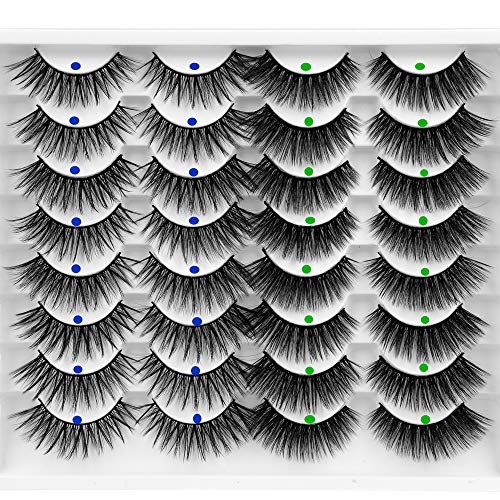 Ruairie False Eyelashes 16 Pairs 2 Styles 3D Fake Eyelashes Fluffy Natural Faux Mink Lashes Pack Volume False Lashes Wispies