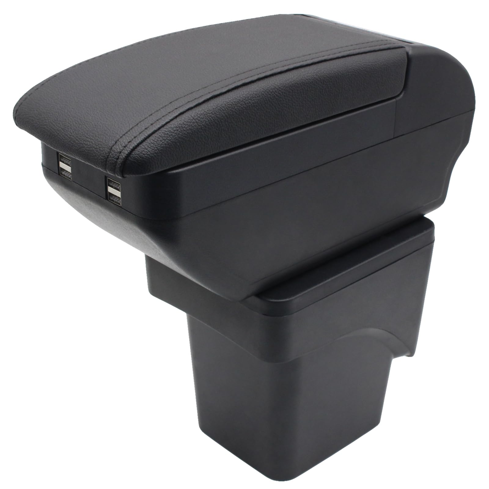 Podłokietnik dwuwarstwowy Ford Focus 2 Mk2 2005–2011, pudełko do przechowywania konsoli środkowej z 4 portami USB, uchwyt na kubki, akcesoria do podłokietników, kolor czarny