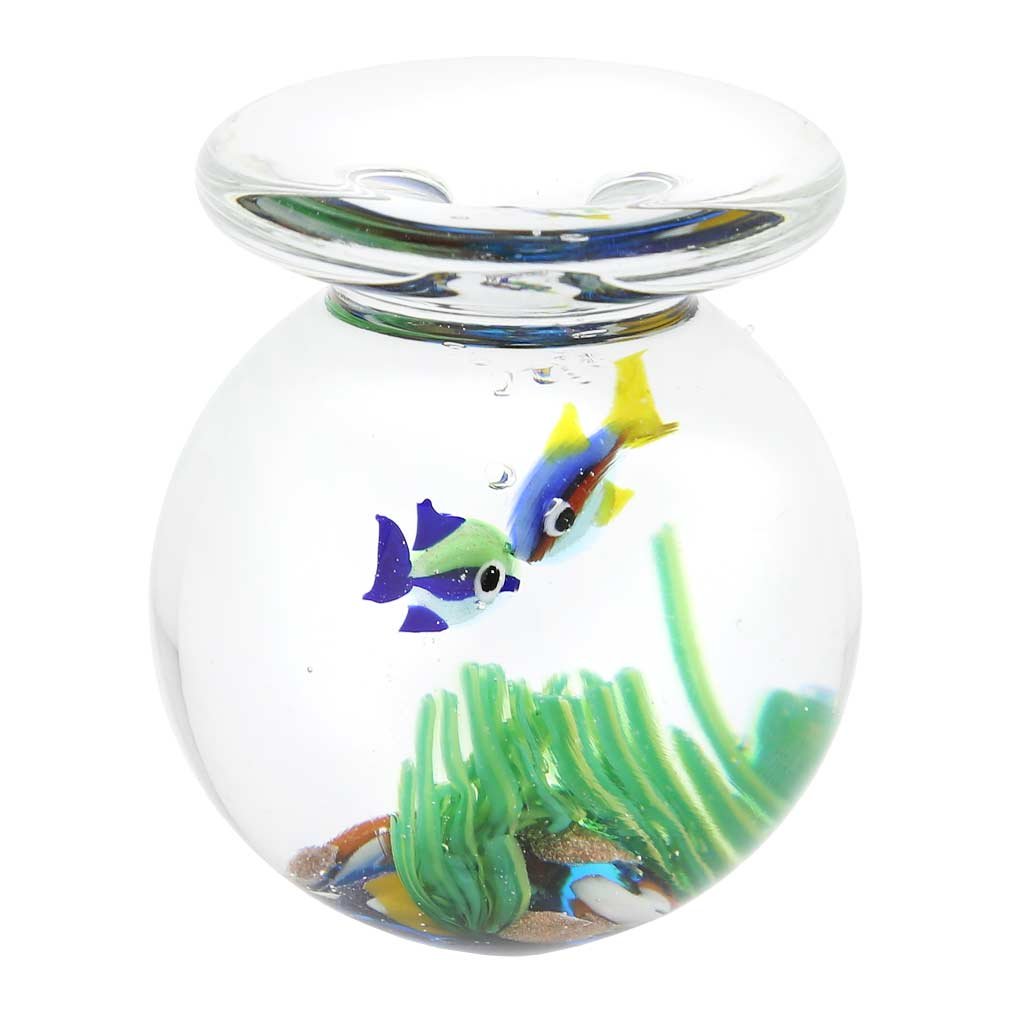 Vaso per acquario in vetro di Murano con due pesci - 1-3/4 pollici