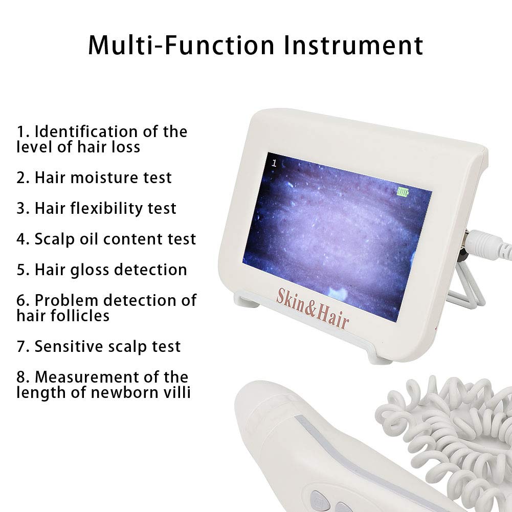 Haarfollikel-Detektor, Ladetyp Haar-Haut-Scanner, Scalp Analyzer Machine mit 50X/200X-Objektiv, Haar und Kopfhautbehandlungen, Test auf Haarfeuchtigkeit, Flexibilität, Ölgehalt, Haarglanz(EU)