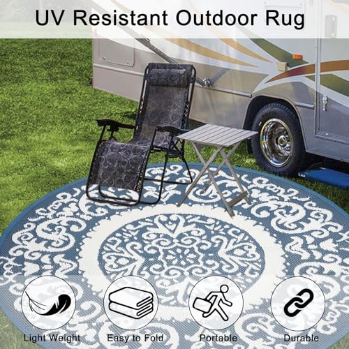 Tapis de patio réversible et imperméable en paille de plastique 1,5 m - 7