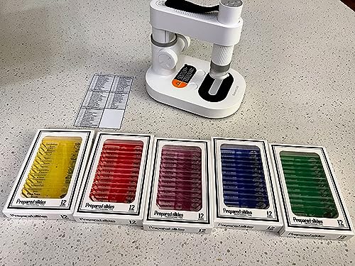 Image of Jiusion 60Pcs Prepared Microscope Slides Specimen Animals Insects Plants Flowers Sample Biological Specimen, Stereo Microscope Slide for Kids Children Students Enlighten Education
