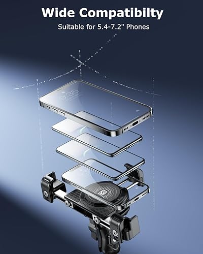 Miniatura 7 de Kewig Soporte de teléfono para motocicleta con amortiguador de vibraciones y cámara sin bloqueo, soporte de teléfono de motocicleta antirrobo,