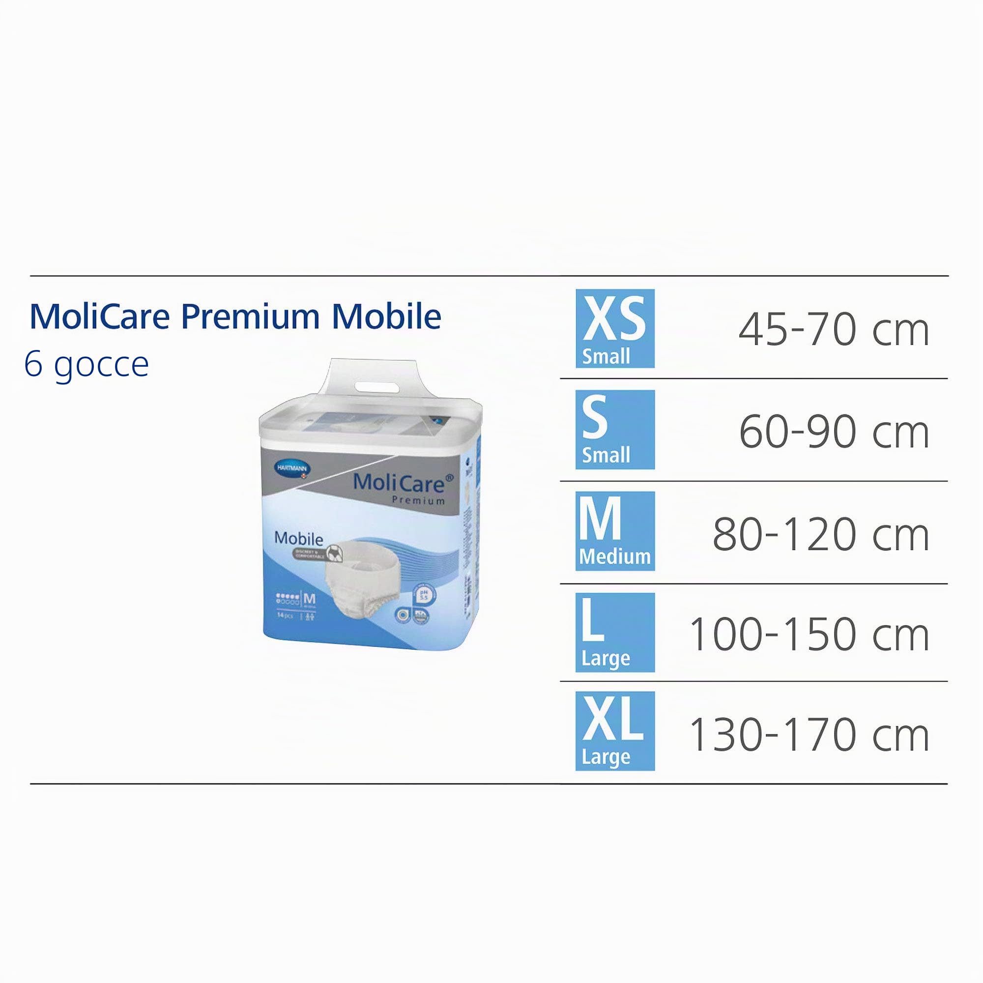 MoliCare Premium Mobile Mutandine Monouso per l'Incontinenza, Protezione Discreta per Donne e Uomini, Pannoloni per Anziani, 6 Gocce, Taglia XL (circonferenza fianchi 130-170 cm), 56 Pezzi
