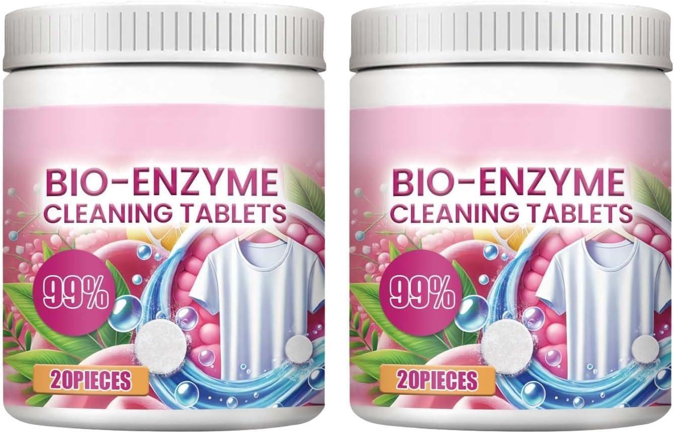 Multi-Functional Bio-Enzyme Cleaning Tablets (2pcs), Concentrated Dissolving Bleach Tablets for Laundry, Kitchen, Clothes, Pillowcases, Curtains, and Shoes – All-Purpose Cleaner Tablets