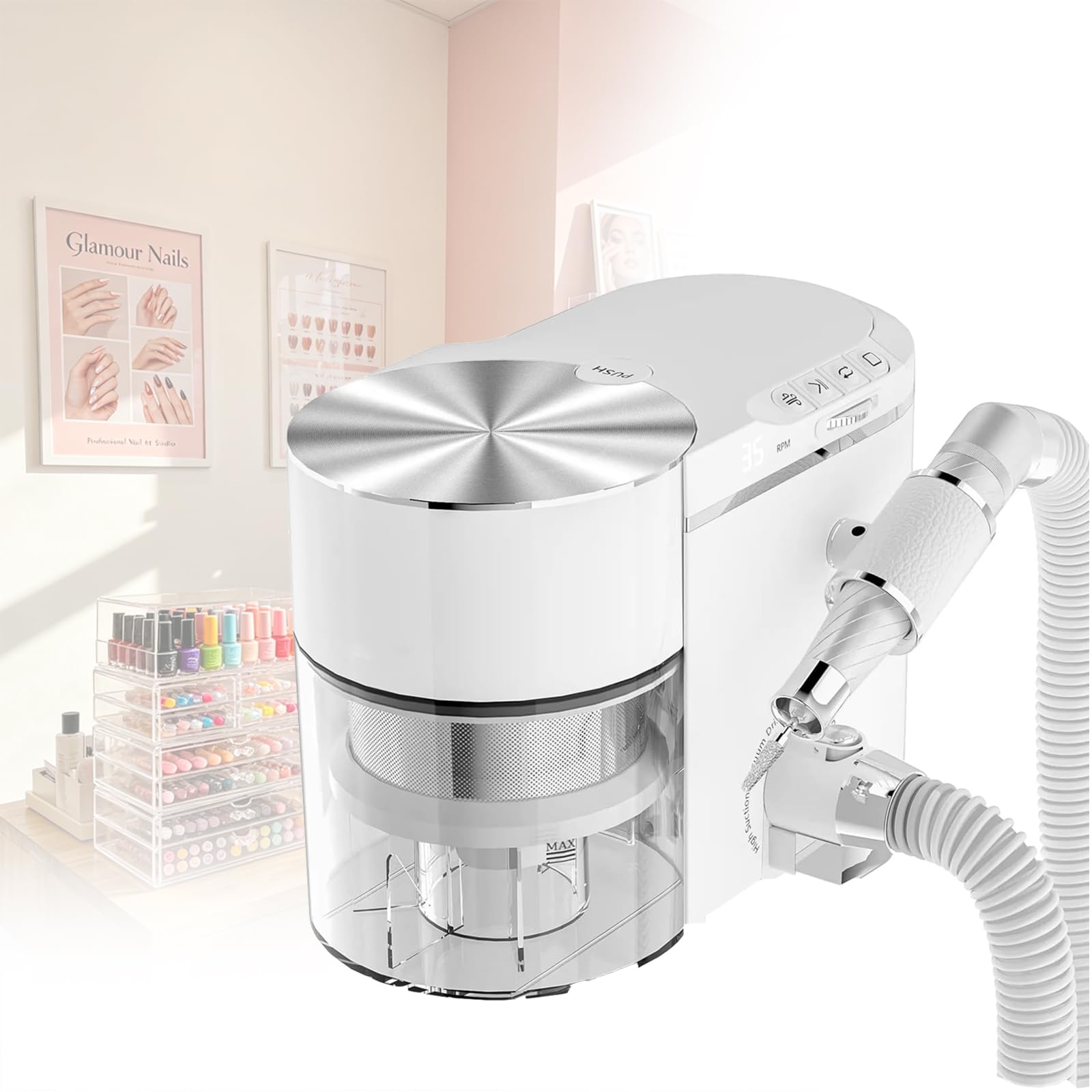 Wsexyy Nail Dust Collector with Electric Nail Drill, Multifunctional Nail Dust Collector, Adjustable Speed, Suck While Grinding Nail Vacuum Cleaner, Vacuum Cleaner, and Polisher