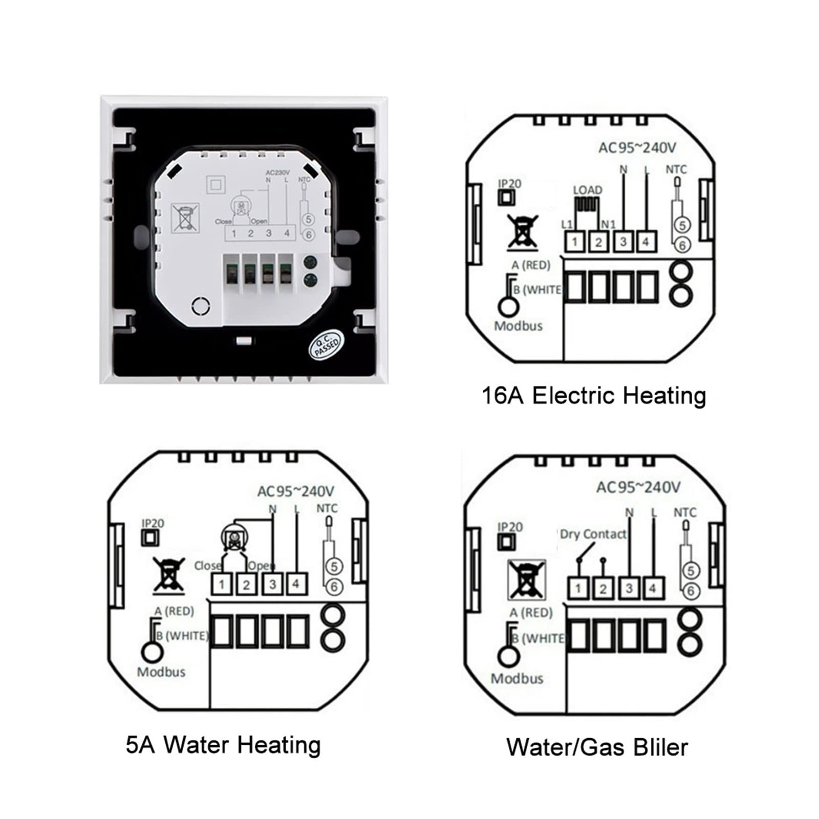 Cyfrowy higrometr termometr wewnętrzny WIFI Smart Thermostat Controller do wody/elektrycznego podłogi/kotła gazowego App Zdalne bezprzewodowe Z wyświetlaczem LCD(3A Water Gas Boiler)