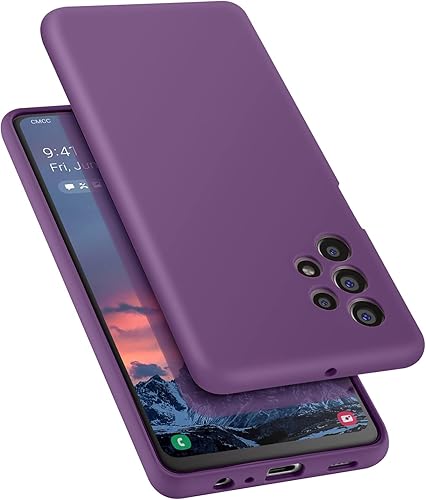 E Segoi Diseñada para Galaxy A32 5G, silicona líquida de goma de gel a prueba de golpes, forro de tela de microfibra suave, compatible con Galaxy