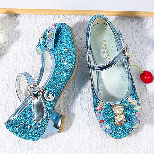 Kids Girls Sparkly Mary Jane Dress Shoes Wedding Party Bridesmaids High Heel Princess Glitter Sequins Dress Shoes for Toddler Little Big Girl with Bowknot2