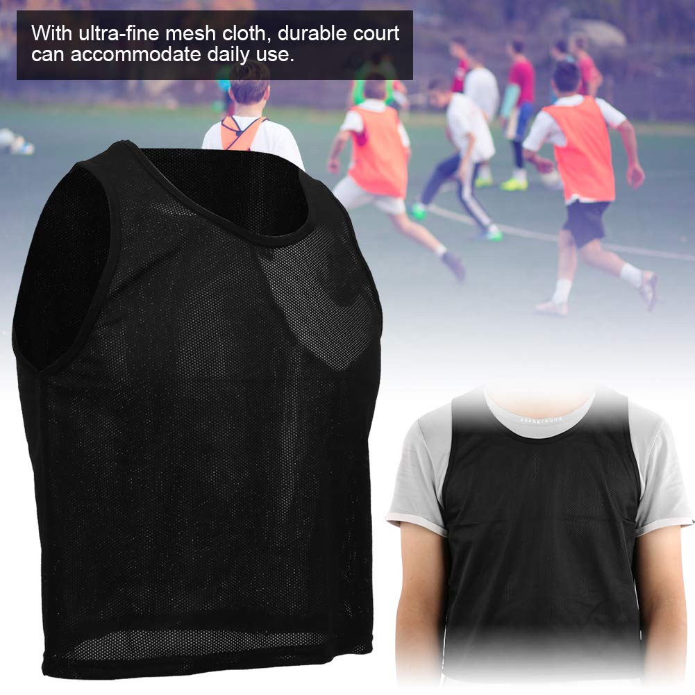 Gavigain 12Pcs Kids Soccer Training Vest,Small Mesh Breathable Children Football Training Exercise Vest Black Kid One Size