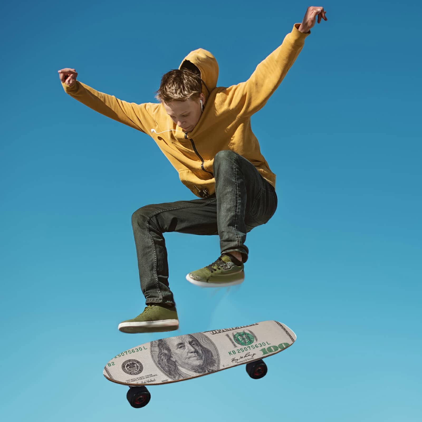 ALAZA 3D Dollar Bills Pattern Skateboard Grip Tape Sheets 44