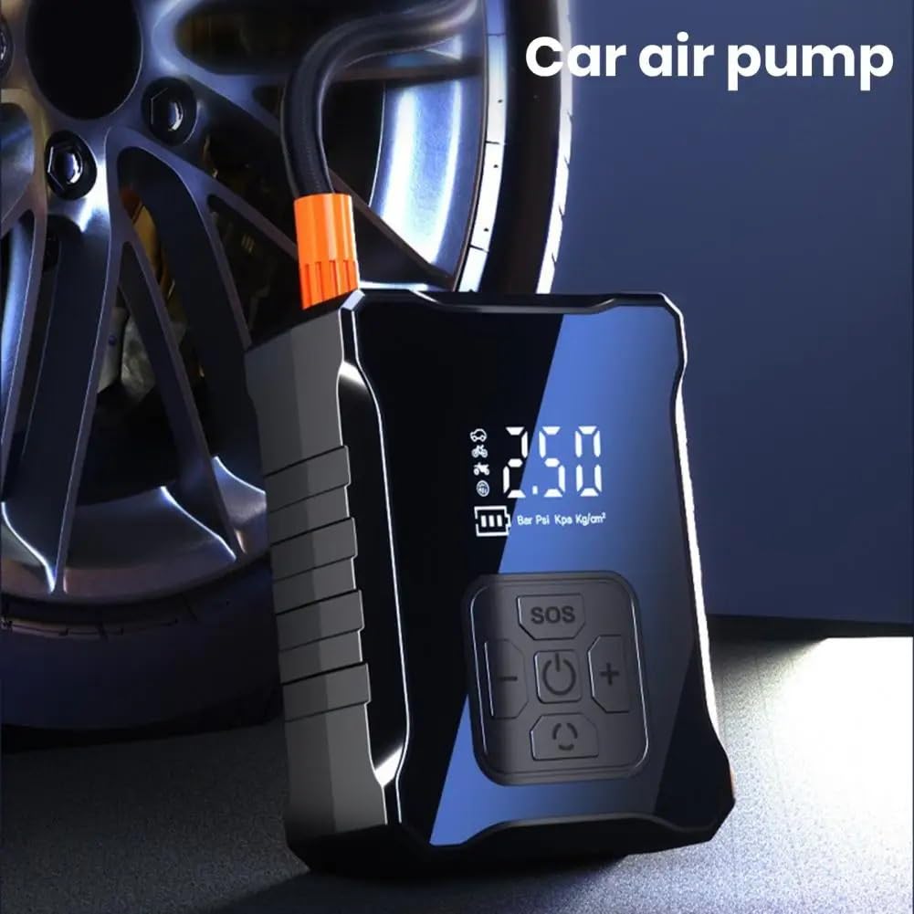 Inflador Ruedas Coche Inflador de neumáticos, compresor de aire portátil con bomba de aire eléctrica recargable Digital, manómetro de presión de neumáticos Compresores de aire portátiles(Blue)