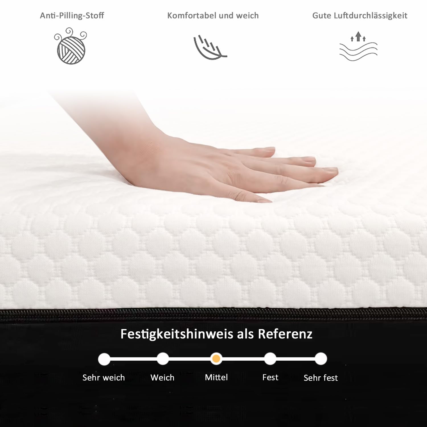 Generico Memory Matratzen Materasso 120 x 200, Gel Memory Foam, Con Rivestimento Sfoderabile, Ultra Traspirante, Medio Rigido H3, Sollievo Dal Mal Di Schiena, Durevole (20CM, 120X200CM)