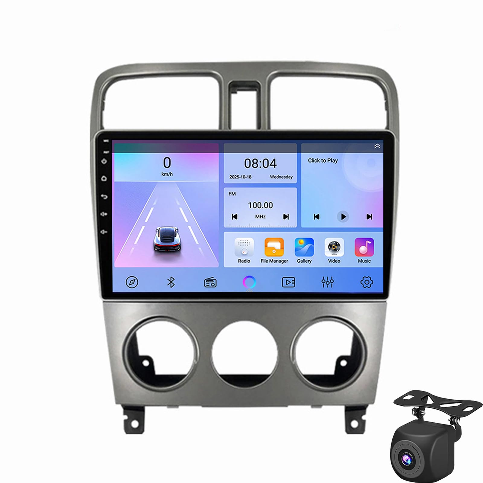 For Su-zuki Forester 2002-2008 Car Radio With Wireless CarPlay 9-Inch Touchscreen Supports Mirror Link Includes Backup Camera RDS FM Radio Type-C Charging Port Microphone And SWC(Color:4G 8G+256G)