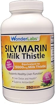 Wonder Labs Silymarin Milk Thistle, Supports Healthy Liver Detox - 250 Capsules