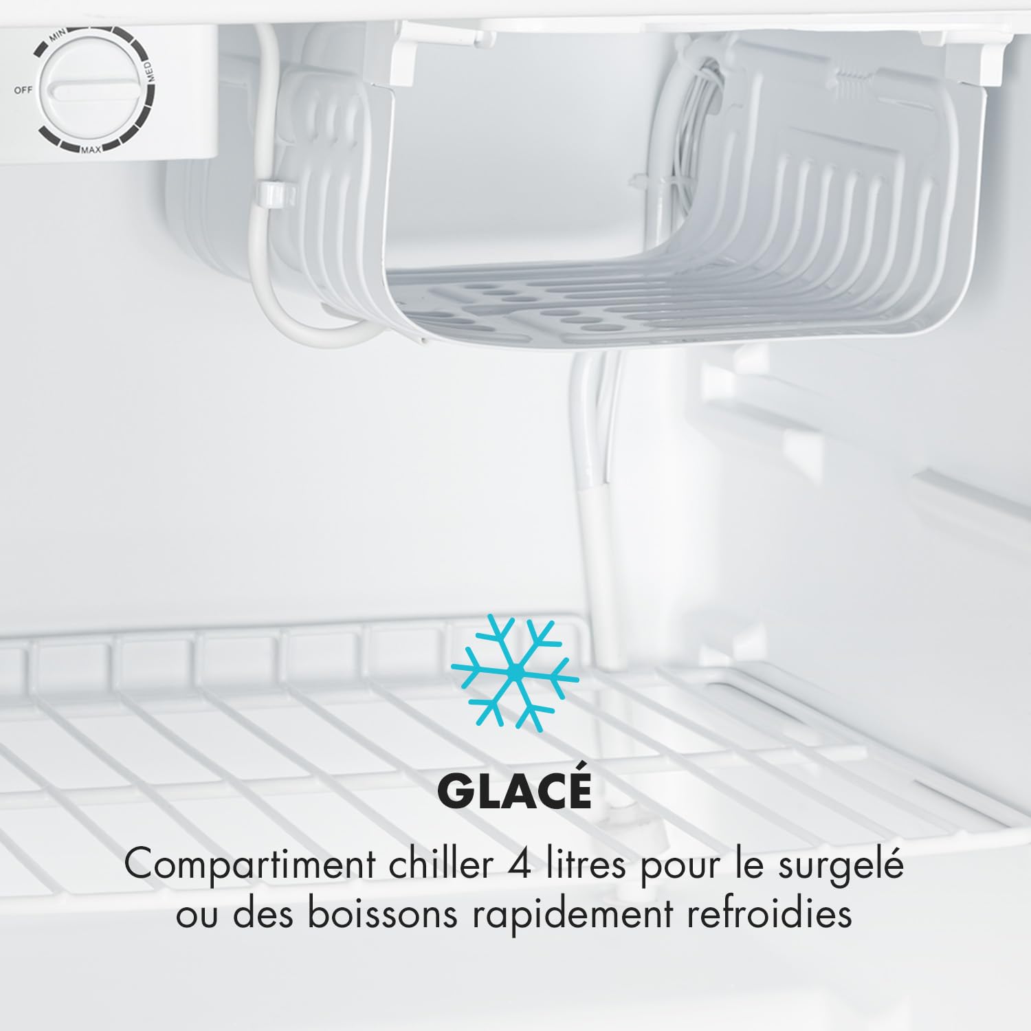 KLARSTEIN Cool Kid - Réfrigérateur à boissons, mini-réfrigérateur, mini-bar, 66 litres, classe d'efficacité énergétique E, 109 kWh/an, sur pied, 45x63x51 cm (LxHxP), 42db, gris argent