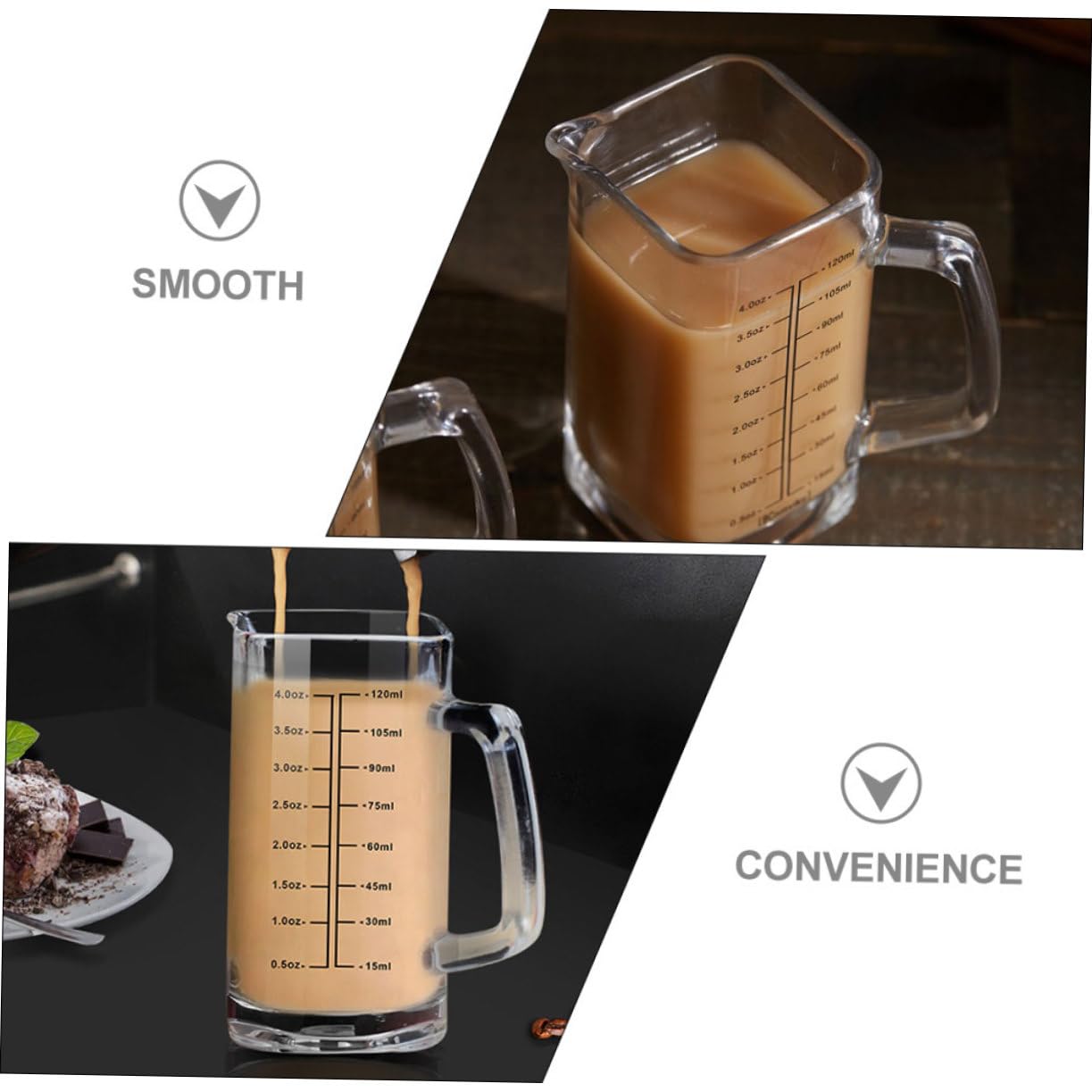 5 Pièces Tasse De Mesure De Verre Pour Tasses Portable Gobelets Café Tasse à Mesurer Liquide Gobelet Verseur Expresso Berceur De Verre Verseur En Transparent Un