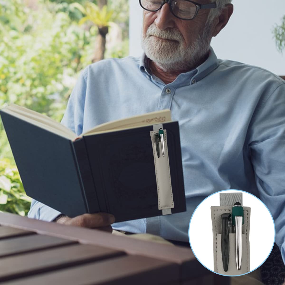 Portapenne Per Quaderno In Pelle PU - 2 Pezzi Con Fascia Elastica, Blu E Giallo - Foto 11