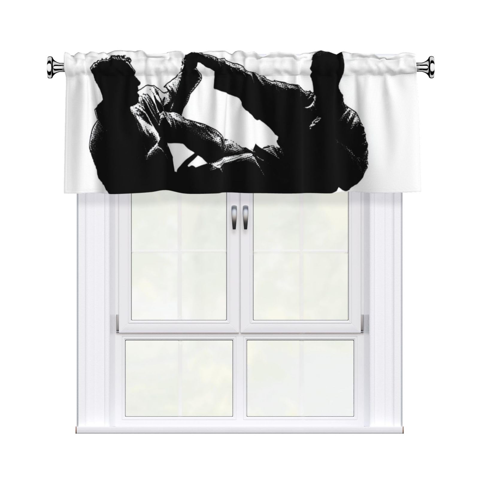 MXZERFKGLA Window Valance Kitchen Curtains 54 x 18 Inch kickboxing Valances for Windows Curtain Valance Vintage Short Window Treatment for Kitchen Dining Room Bathroom Bedroom Home Decor