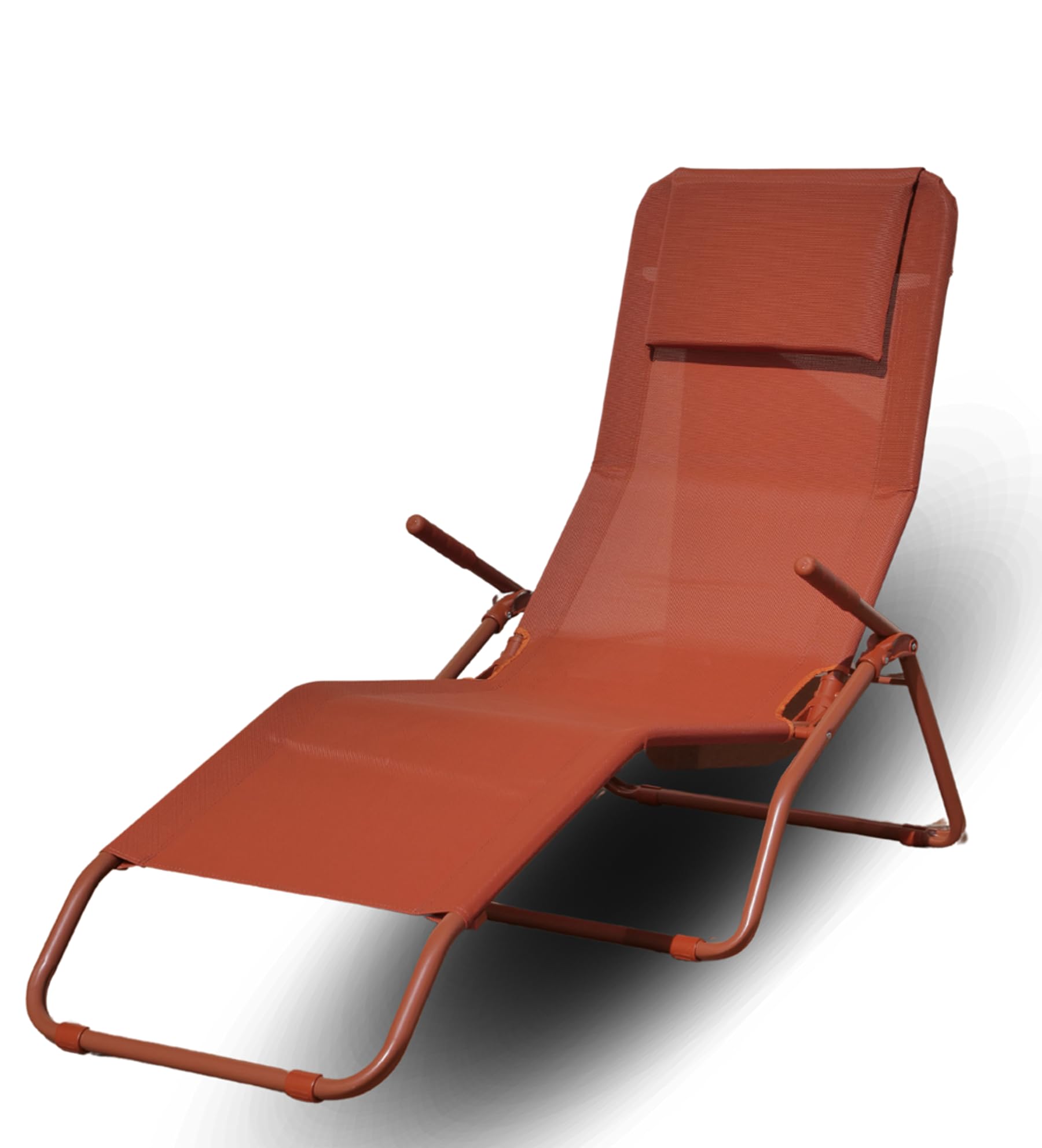 Capra Group Sdraio lettino basculante da gairdino e terrazzo, colore Terra di Siena, con cuscino relax, tubo tondo in acciaio, 170 x 65 x 101h cm