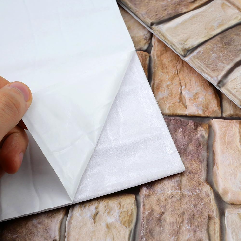 10 Pièces Panneau 3D Mural Papiers Peints en Pierre Aspect 30x30cm Panneaux Muraux Autocollants pour Balcon,Cuisine,Chambre à Coucher,Salon