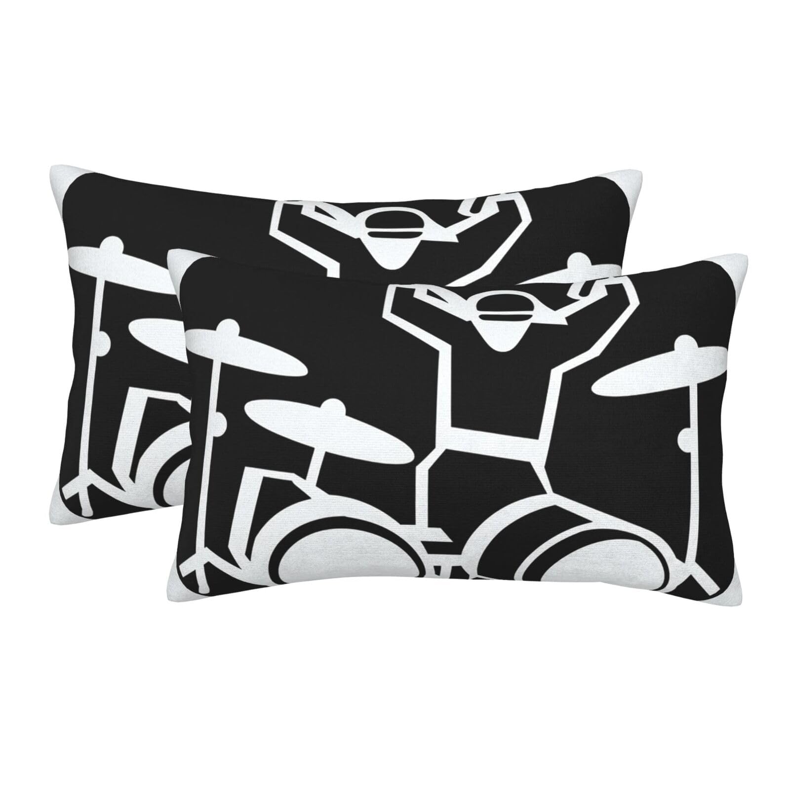 2 Pack Pillow Cases with Hidden Zipper, Soft Breathable Pillow Covers for Hair and Skin, Drummer Pillowcases 16"x24" Bed Pillow Protectors Cover for Sleeping Gifts