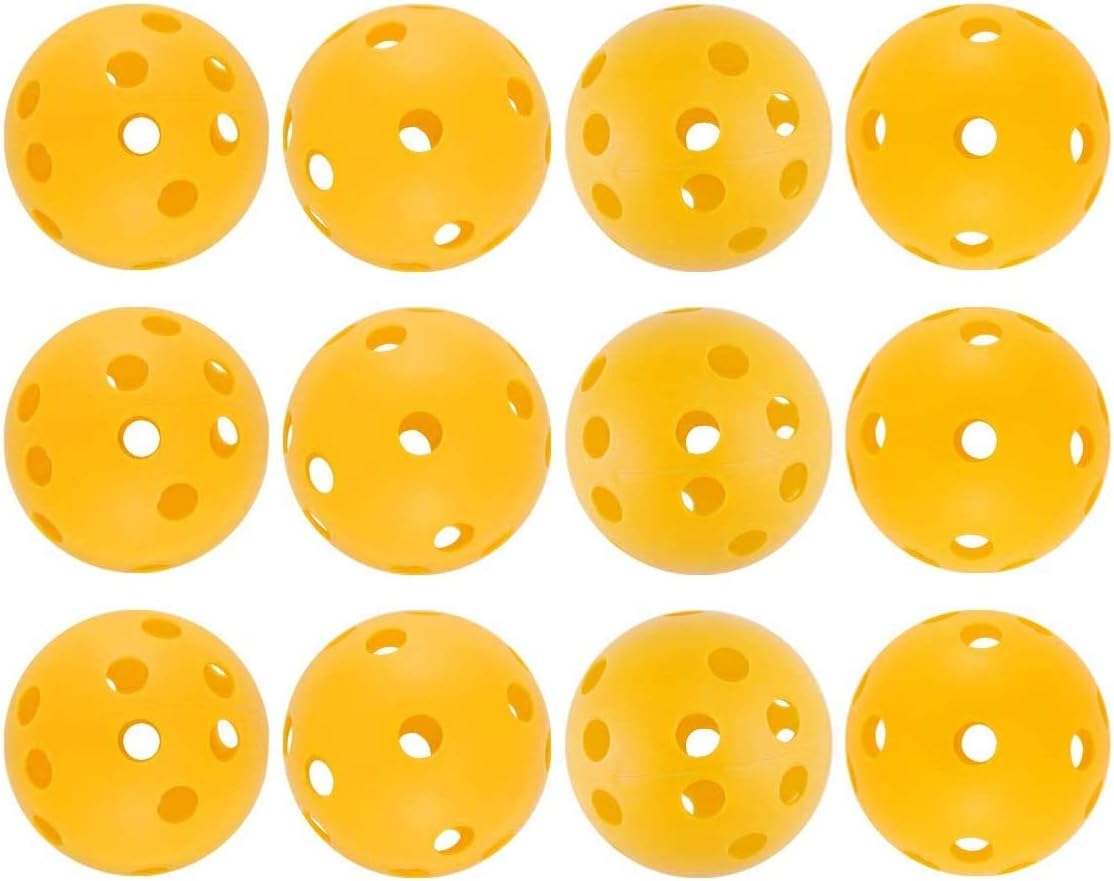 Faxco 12PCS Sport Practice Baseball Hollow Balls Plastic Baseball Plastic Softball Set Poly Baseballs Plastic Softball Training & Practice Balls, Yellow