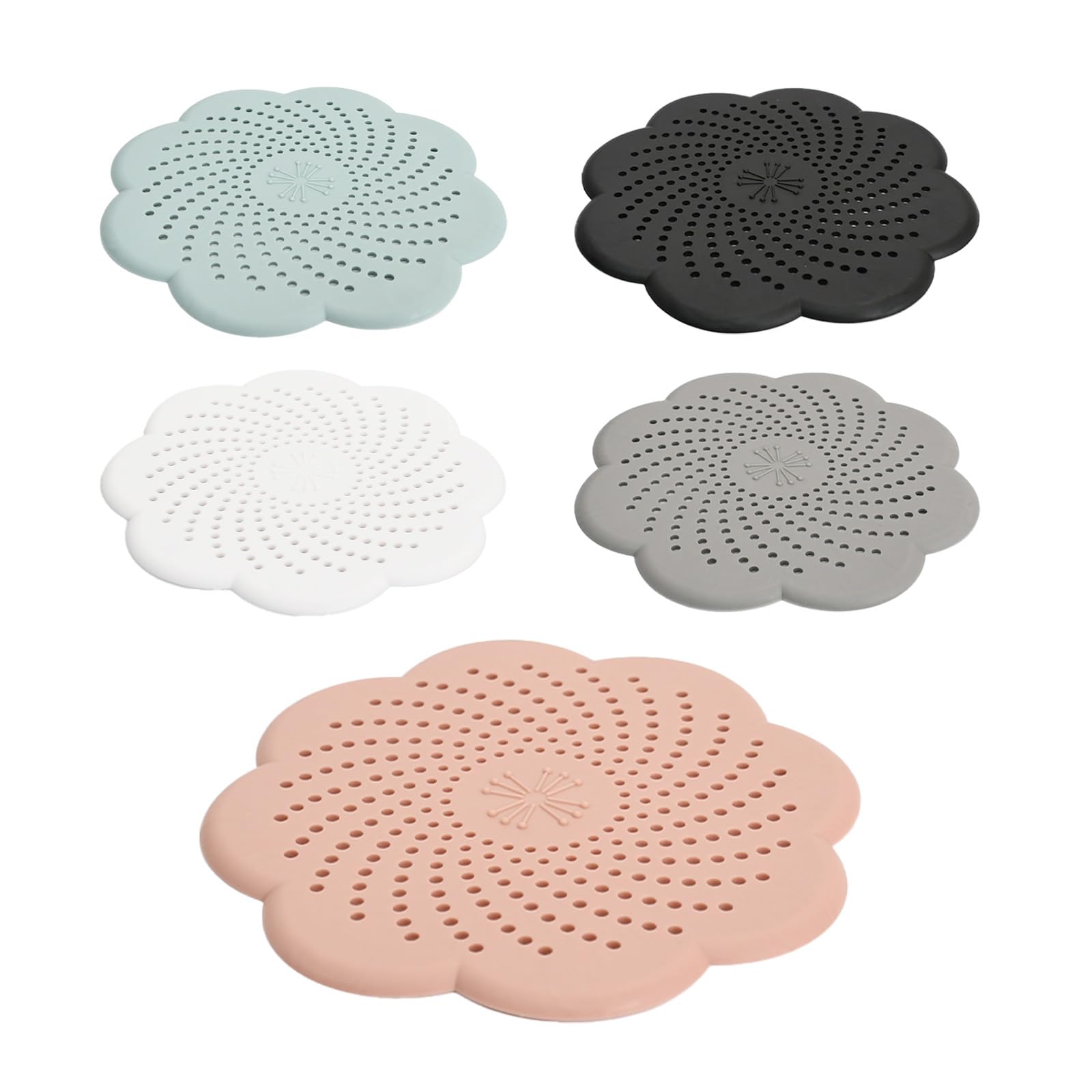 Set 6 Filtri Scarico In Silicone TPR 14.5 Cm, Universali Per Doccia, Vasca, Lavandino E Cucina, Raccolgono Capelli E Residui, Antiscivolo