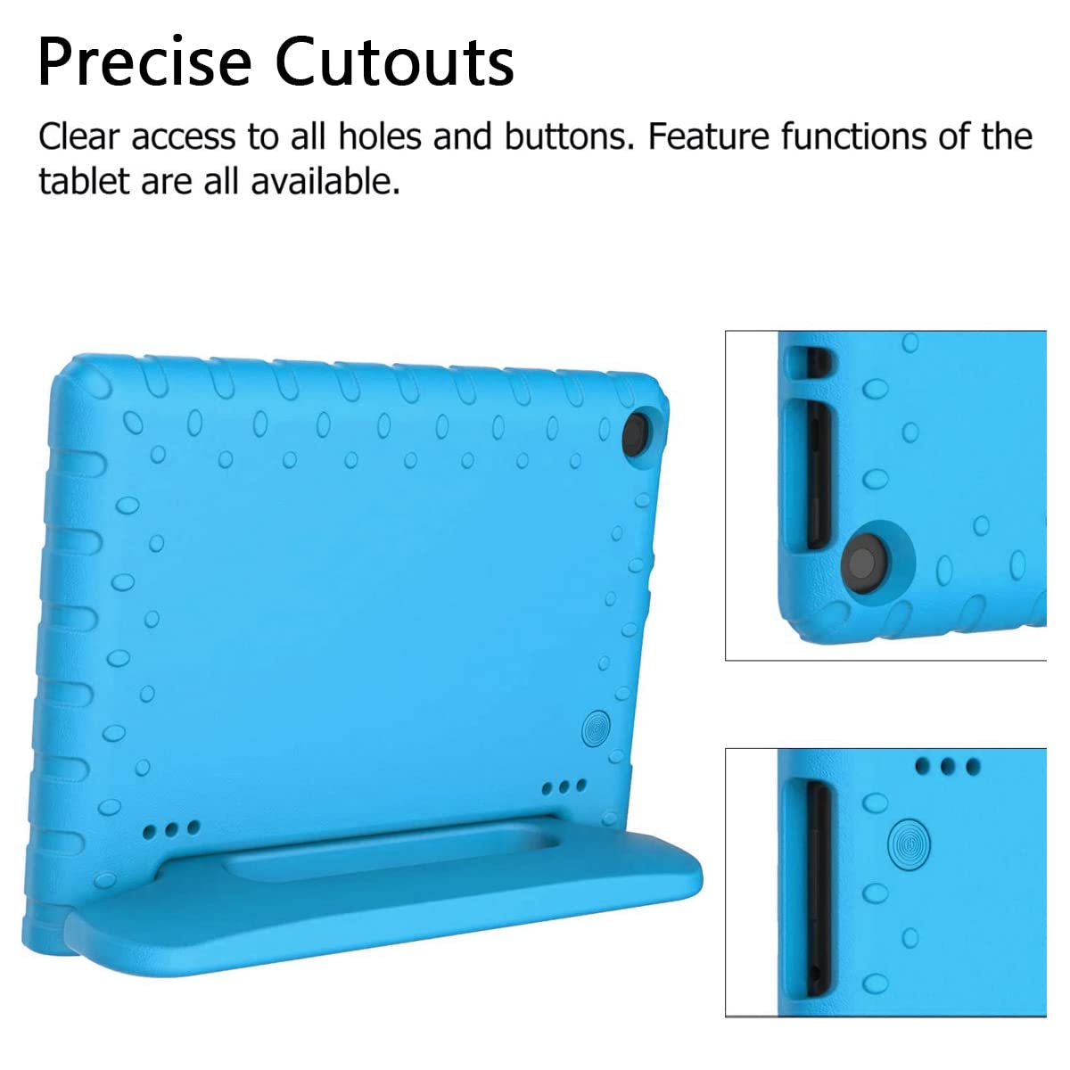 Custodia per bambini per tablet Fire HD 8 di 6a/7a/8a generazione (versione 2016/2017/2018), custodia leggera e resistente in schiuma con comodo supporto, blu