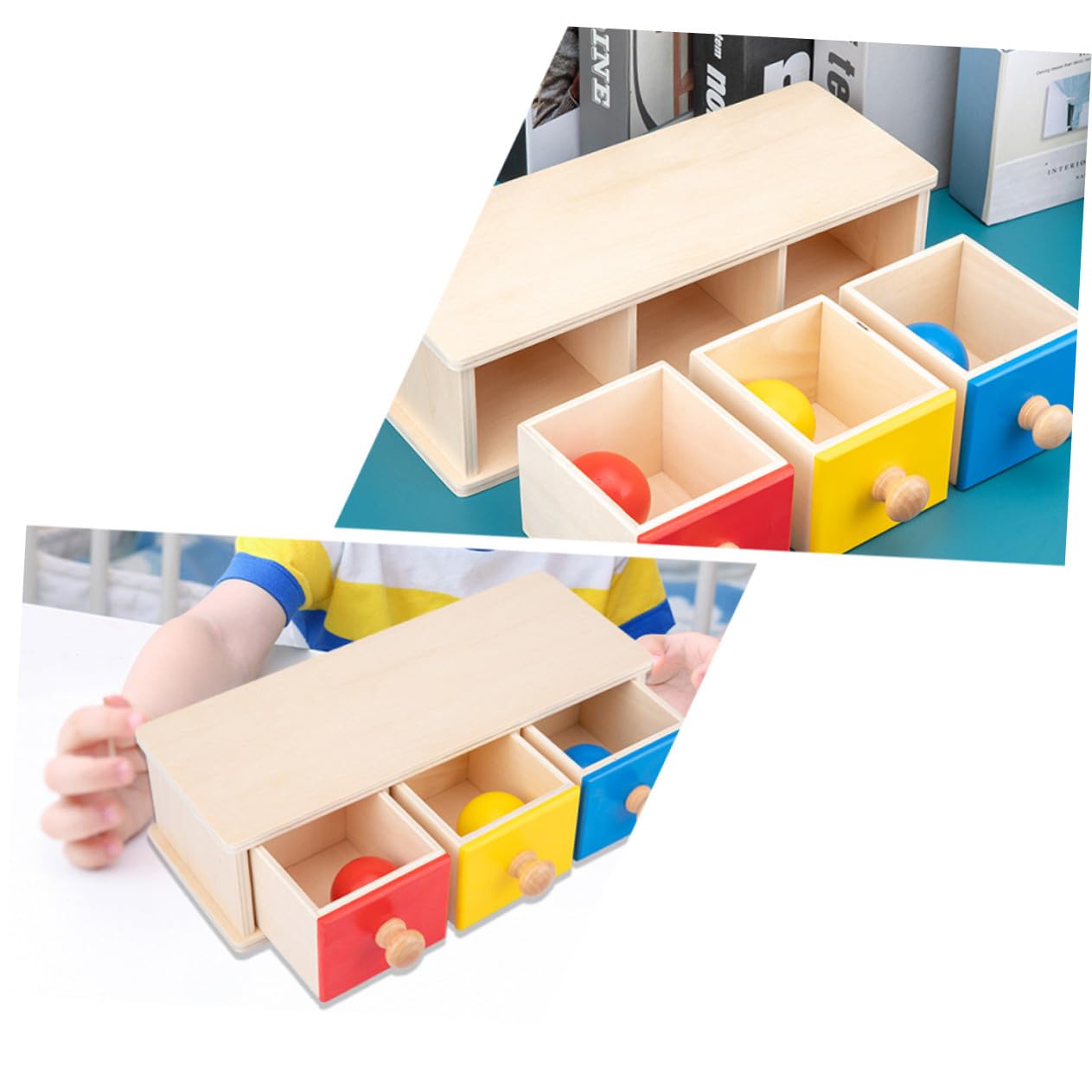 Giocattolo Didattico Cassetto a Sfere Rotonde a 3 Cassetti 1 Pezzo | Aiuto Didattico Precoce, 0-3 Anni, Educazione Genitore-Figlio, Giocattolo Educativo per L’Apprendimento Iniziale