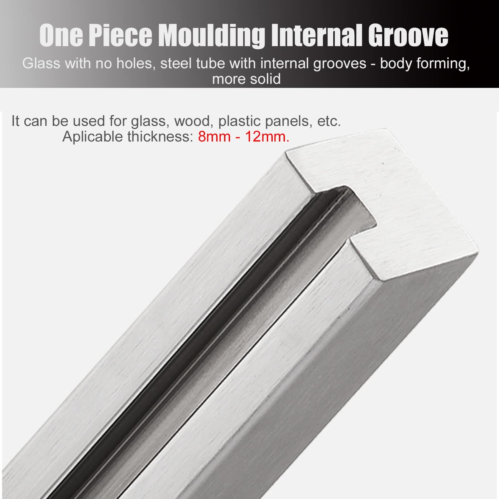 Sistema di ringhiera in vetro in acciaio inossidabile 39.4 "Paletti di guardavia per scale con slot interni da 15 mm Colonne grigie resistenti per la sicurezza e lo stile
