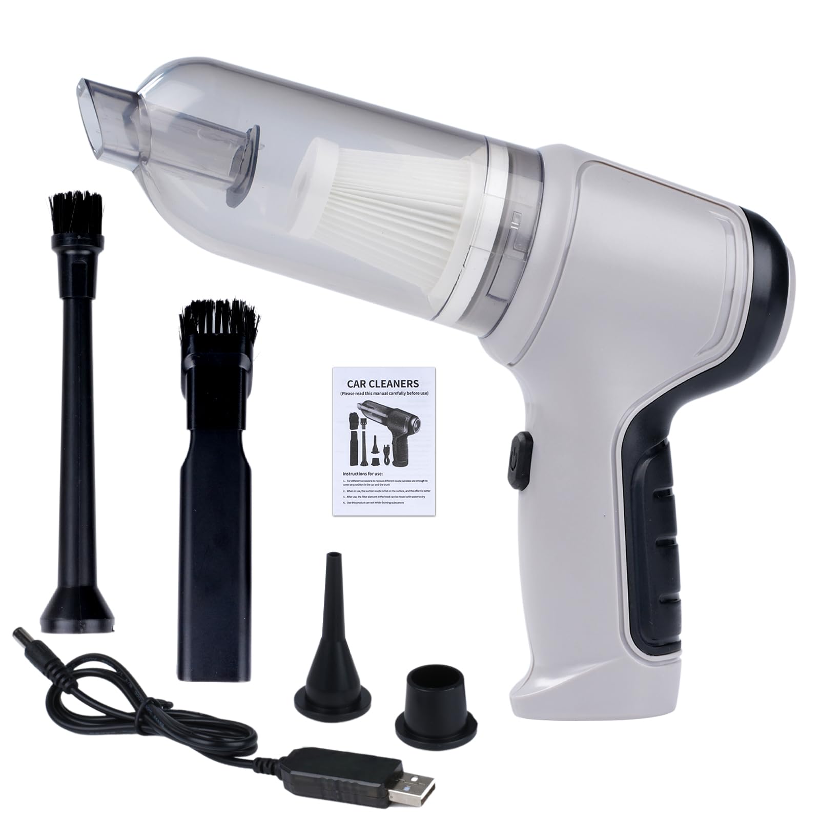 ZPSHYD Cordless Handheld Vacuum Cleaner, 39,000 RPM 6000 Pa Mini Strong Suction Portable Vacuum Cleaner for Car Home Grey