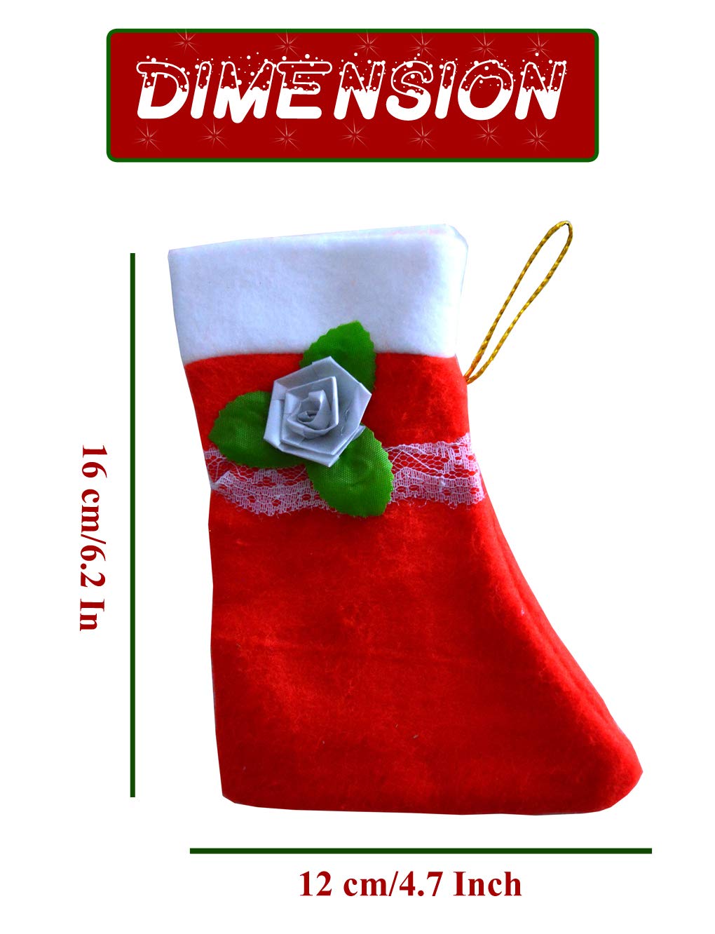 ME & YOU Premium Christmas Stocking Sack for Festive Home Decoration and Gift Storage, Beautiful Hanging Christmas Stockings Red and White Color (7.4 Inch) (Pack 4) 2