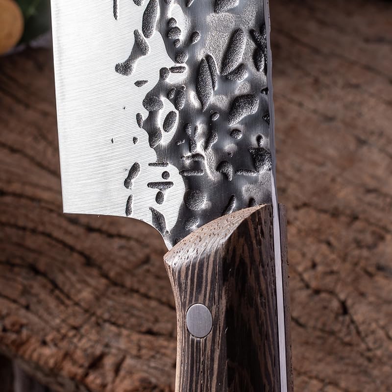 MAYiT Meat Cleaver Knife, High Carbon Stainless Steel Nakiri Knife Home Super Sharp Full Tang Kitchen Chef Knife Chopping Knife Wooden Handle, MAYiT5475