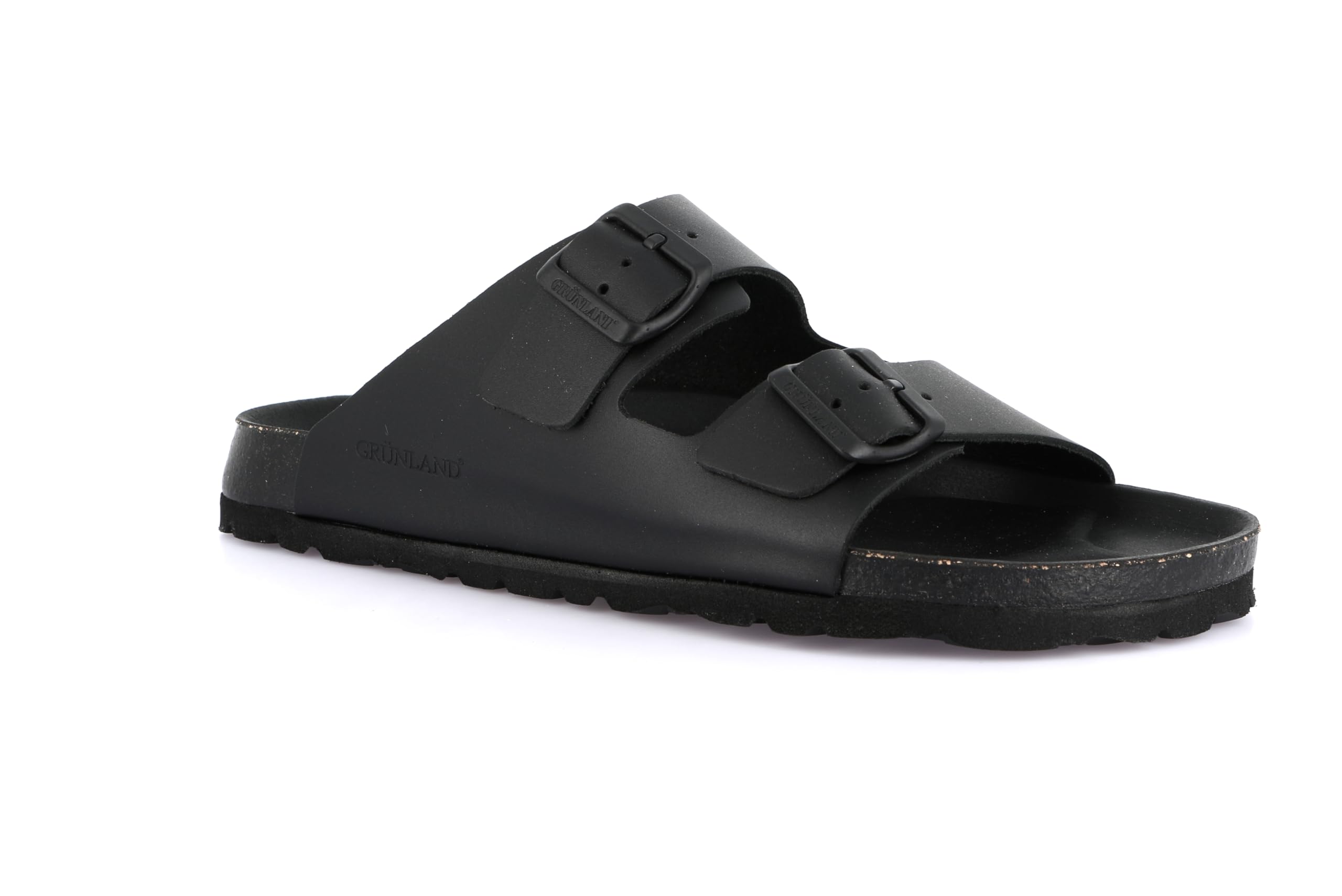 GRUNLAND BOBO CB0734 Nero Ciabatte Uomo Fasce Pelle BIRK