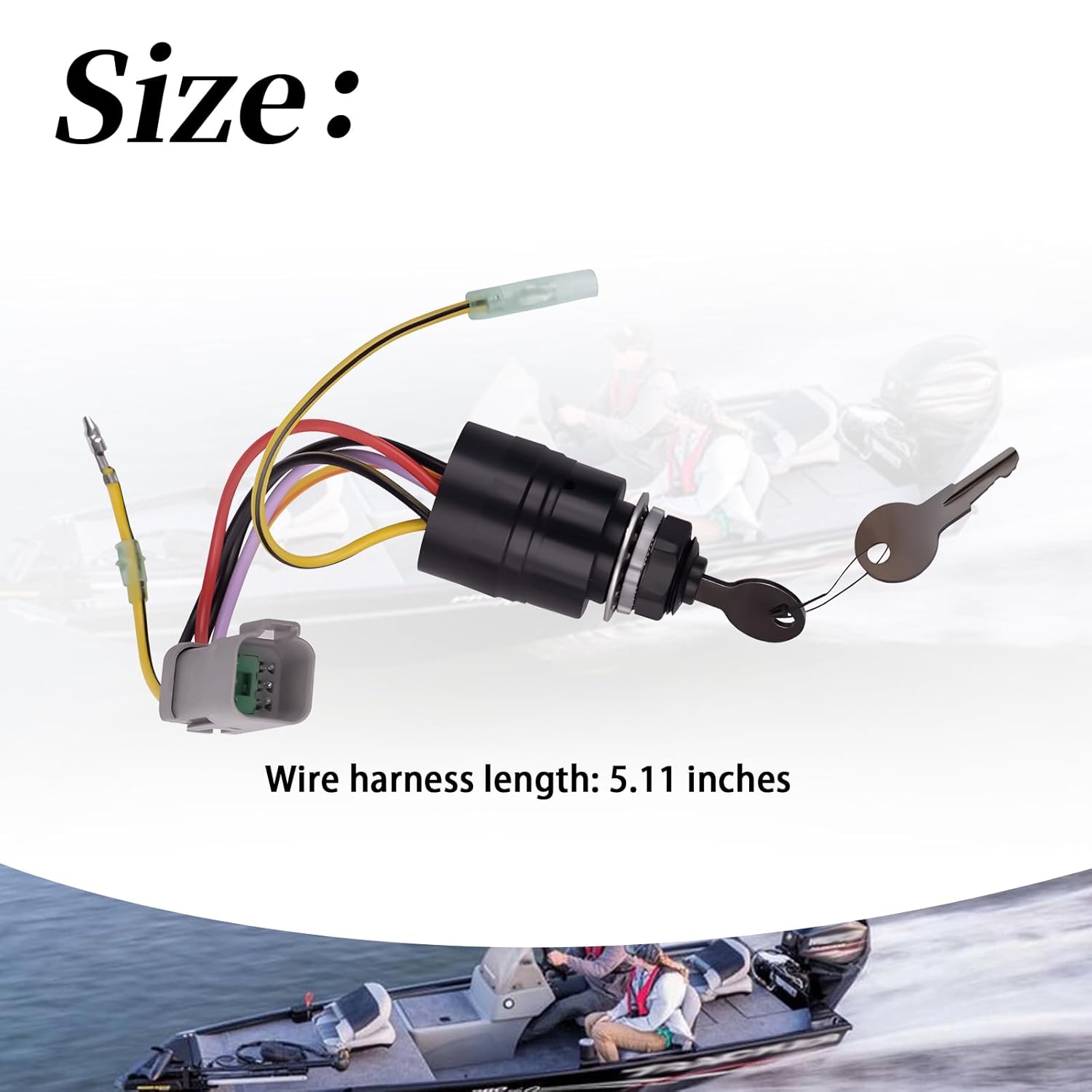 129572 Ignition Switch with Key Compatible with Tracker Boats,Ignition Switch with 2 Keys 3 Position 6 Wire Connectors