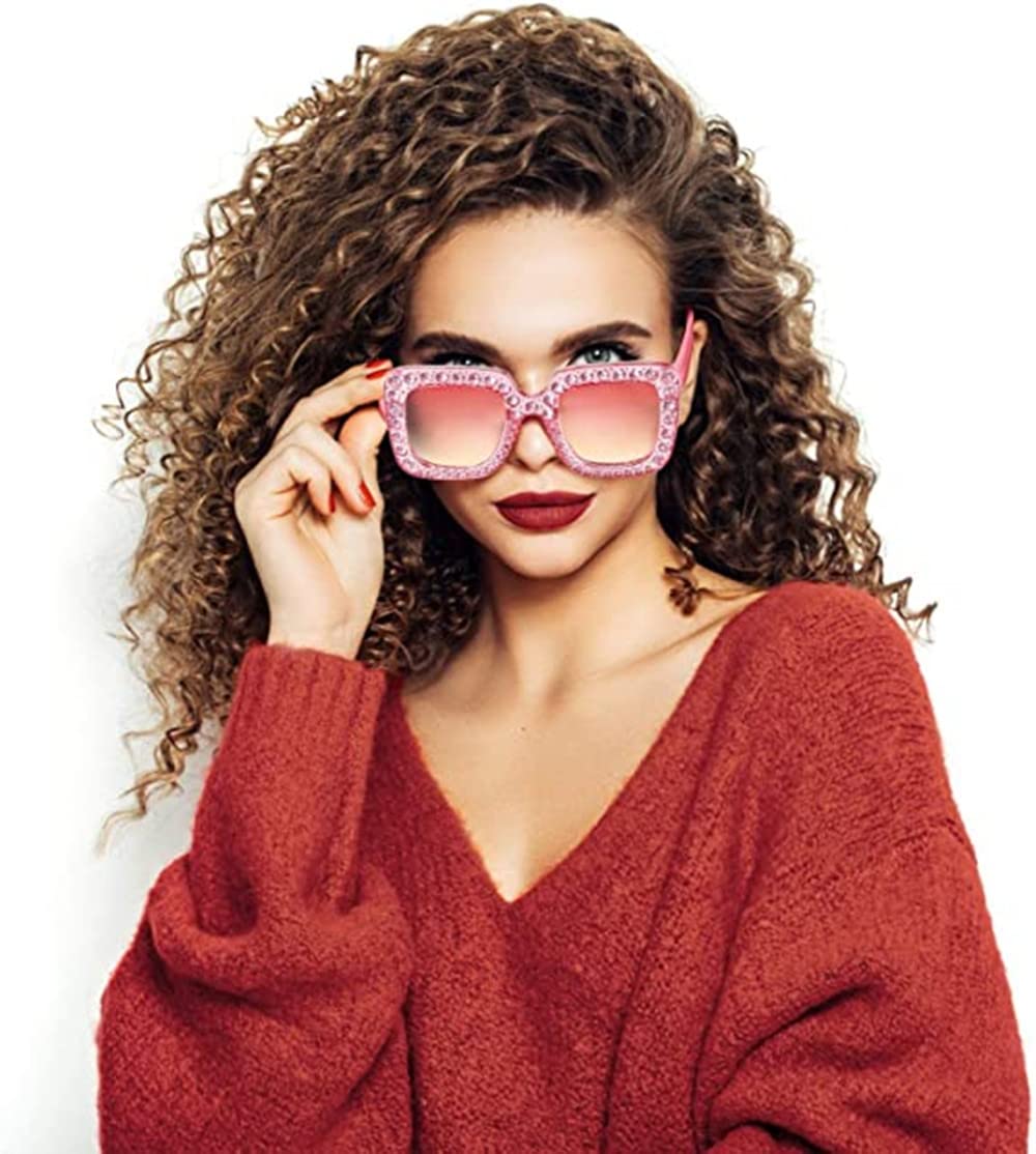 Occhiali Da Sole Oversize Donna – Montatura Quadrata Rosa, Stile Celebrità, Protezione UV400