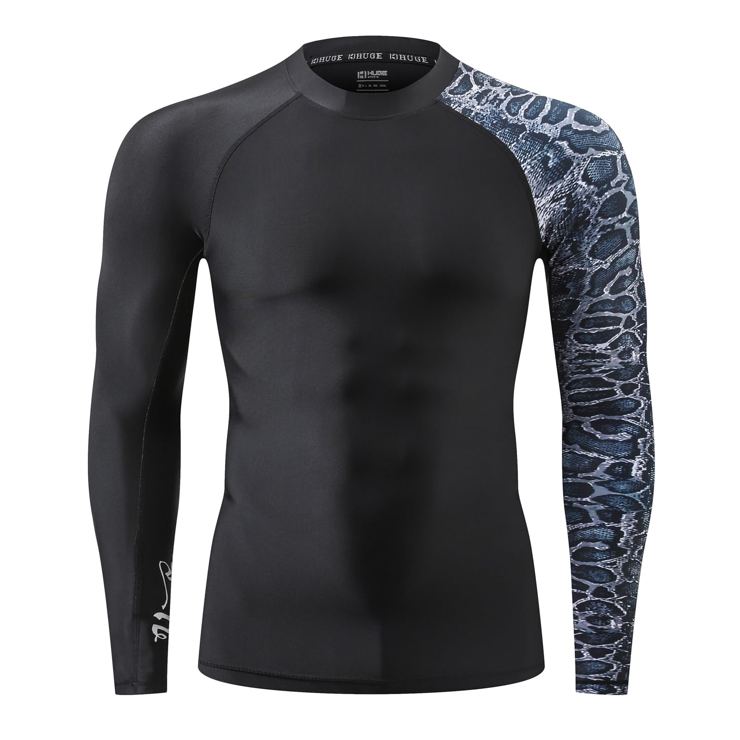 HUGE SPORTS Rash Guard Maniche Lunghe, Uomo - Maglia Protettiva in Speciale Tessuto Elastico - Protezione Solare UV (UPF) 50+